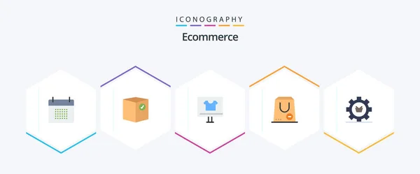 Ecommerce Flat Icon Pack Including Commerce Buy — Wektor stockowy