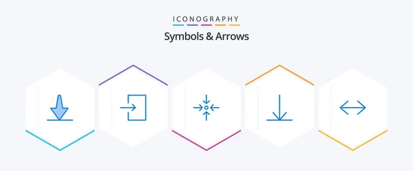 Symbols Arrows Blue Icon Pack Including Scale Right Left — Archivo Imágenes Vectoriales