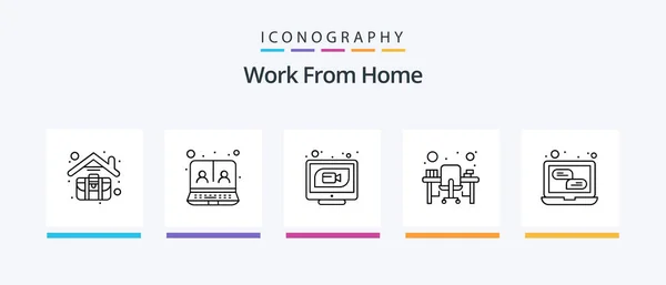 Work Home Line Icon Pack Including Monitor Workplace Sharing Working — Stock Vector