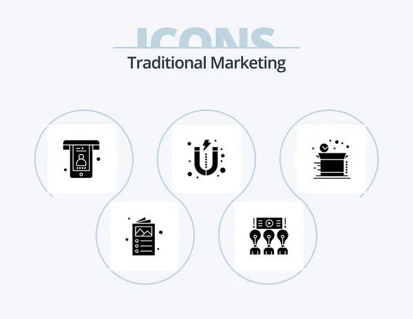 Traditional Marketing Glyph Icon Pack Icon Design Delivery Market Workshop — Stockový vektor