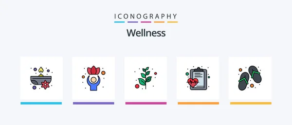 Wellness Line Filled Icon Pack Including Hot Medical Incense Healthcare — Vettoriale Stock