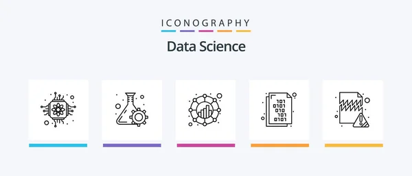 Data Science Line Icon Pack Including Science Check List Code — 图库矢量图片