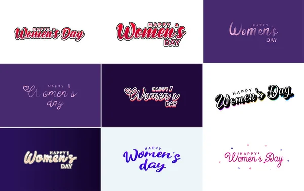 Набор Открыток Логотипом Международного Женского Дня Ярким Красочный Дизайн — стоковый вектор