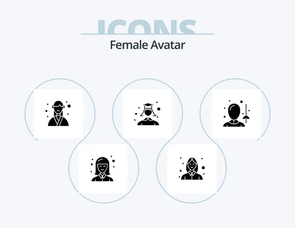 Female Avatar Glyph Icon Pack Icon Design Female Student Designer — Stockový vektor