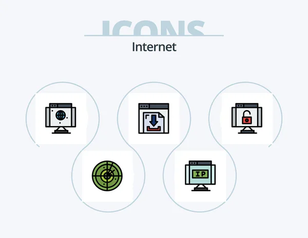 Internet Line Filled Icon Pack Icon Design Internet News Domain — Stok Vektör
