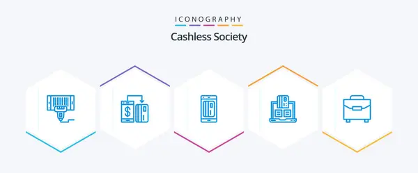 Cashless Society Blue Icon Pack Including Financial Banking Payment Digital — Image vectorielle