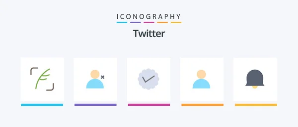 Twitter Flat Icon Pack Including Twitter Bell Media Twitter Contacts — Stockvector