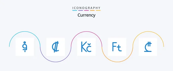 Currency Blue Icon Pack Including Georgia Lari Koruna Hungary Forint — Stock Vector