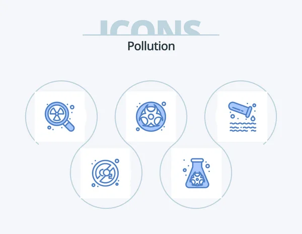 Pollution Blue Icon Pack Icon Design Tube Gas Radioactive Waste — Image vectorielle