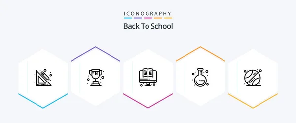 Back School Line Icon Pack Including Sports Education School Back — Stockvector