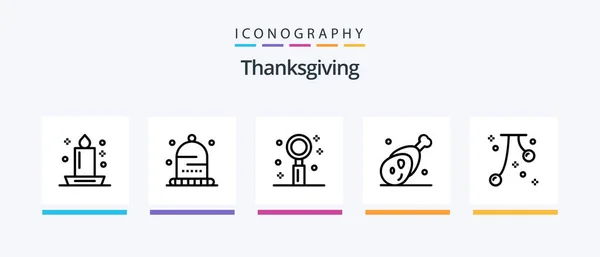 Thanks Giving Line Icon Pack Including Hat Fall Thanks Event — Stockvektor
