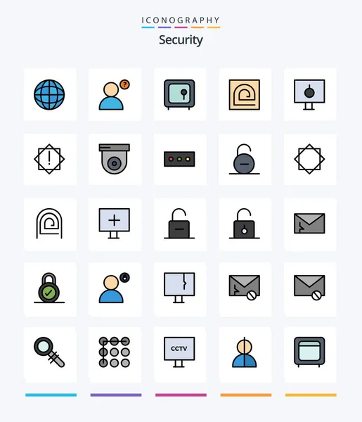 Creative Security Line Filled Icon Pack Password Lock Money Reader — Stockvektor