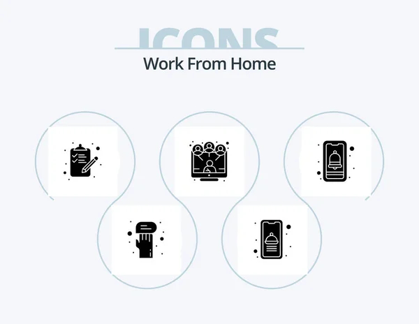 Work Home Glyph Icon Pack Icon Design Smartphone Mobile Done — Stock Vector