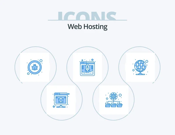 Web Hosting Blue Icon Pack Icon Design Proxy Hosting Fixing — Stockový vektor