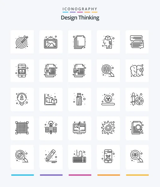 Creative Design Thinking Outline Icon Pack Message Chat Arrange Idea — Stock vektor