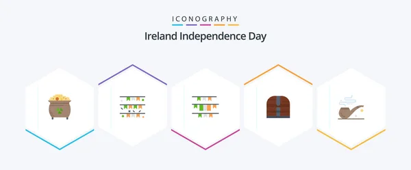 Ireland Independence Day Flat Icon Pack Including Smoke Ireland Pipe — Stock vektor