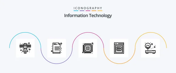 Information Technology Line Icon Pack Including Login Fraudulent Encryption Hardware — Stockový vektor
