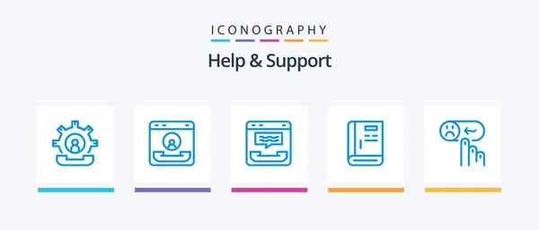 Help Support Blue Icon Pack Including Rating Emotion Contact Support — Stockový vektor