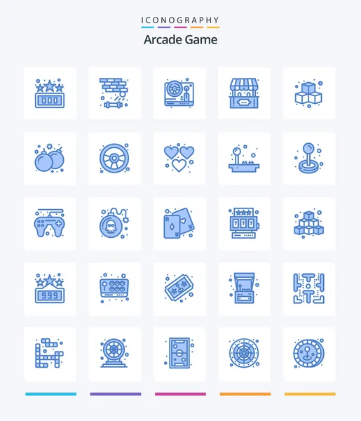 Creative Arcade Blue Icon Pack Fun Play Steering Game Ticket — Stok Vektör