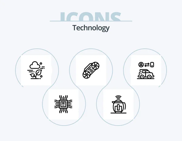 Technology Line Icon Pack Icon Design Technology Plant Manager Building — Stockvektor