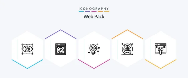 Web Pack Line Icon Pack Including Search Virtual Web Interactive3D — 图库矢量图片