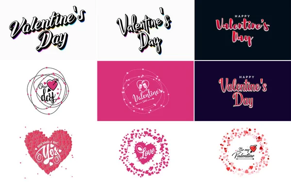 Red Flat Design Valentine Day Label Pack — Image vectorielle