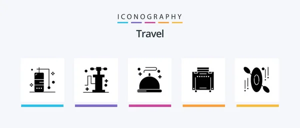 Travel Glyph Icon Pack Including Travel Restaurant Hotel Travel Creative — Vector de stock