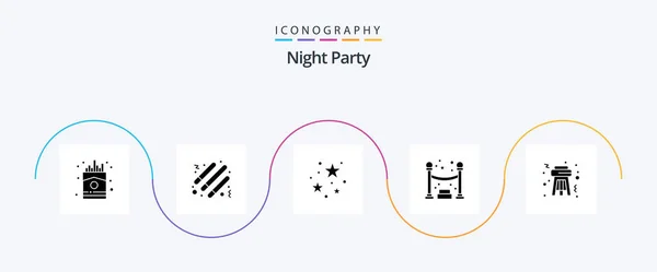 Night Party Glyph Icon Pack Including Party Stool Night Party — Stock Vector