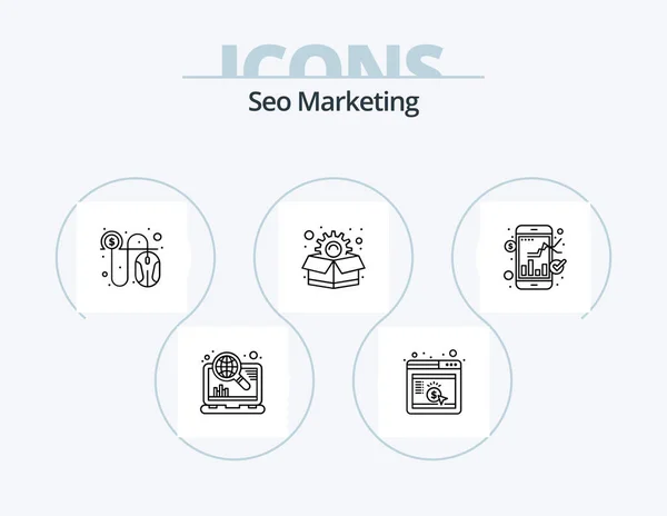 Seo Marketing Line Icon Pack Icon Design Stop Management App — 图库矢量图片