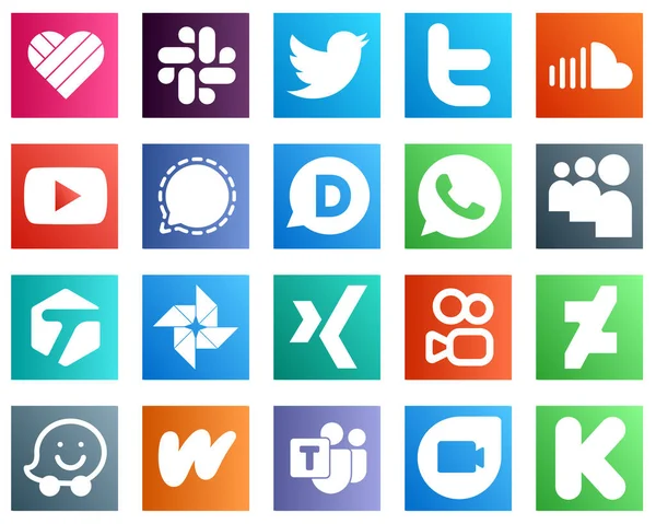 Professional Social Media Icons Xing Tagged Video Myspace Disqus Icons — Stockvector