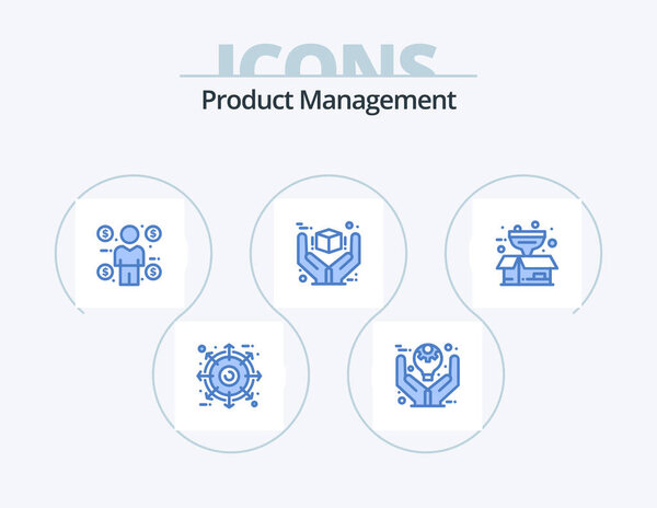 Product Management Blue Icon Pack 5 Icon Design. product. great. ideas. best. consumer