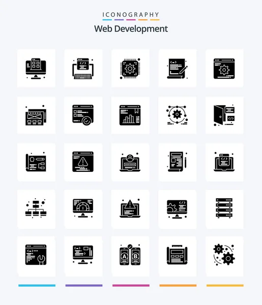 Creative Web Development Glyph Solid Black Icon Pack Development Web — Image vectorielle