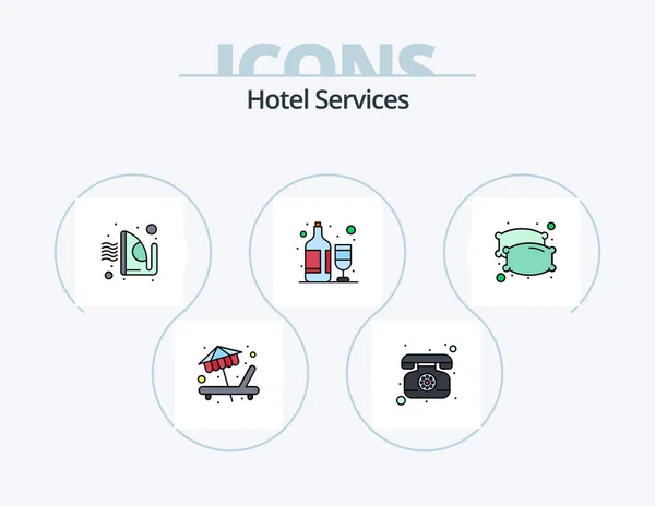 Hotel Services Line Filled Icon Pack Icon Design Wine Bottles — Stock vektor