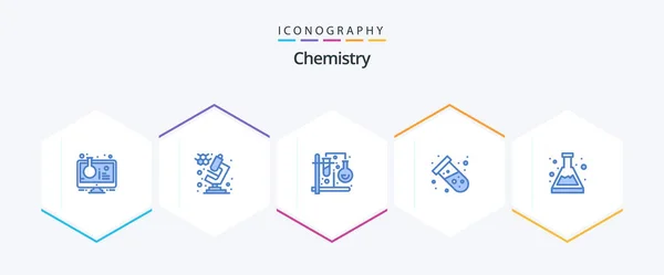 Chemistry Blue Icon Pack Including Acid Tube Chemistry Test Mix — Stockvector