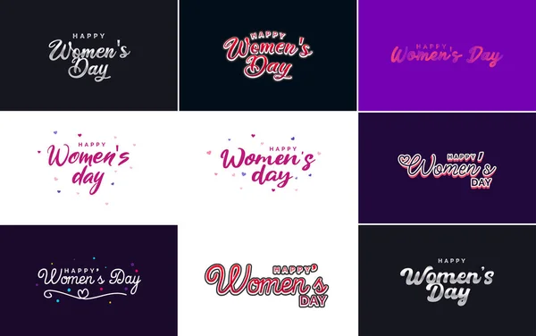 International Women Day Vector Hand Written Typography Background Gradient Color — Stock vektor