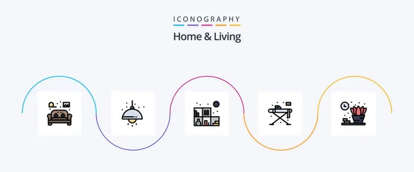 Home Living Line Filled Flat Icon Pack Including Living Table — Wektor stockowy