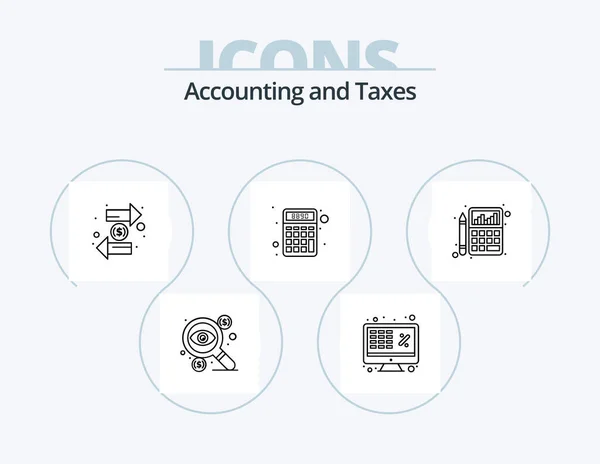 Taxes Line Icon Pack Icon Design Money Computer Money Finance — Vettoriale Stock