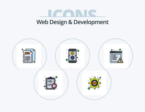 Web Design Development Line Filled Icon Pack Icon Design Scan — Stok Vektör