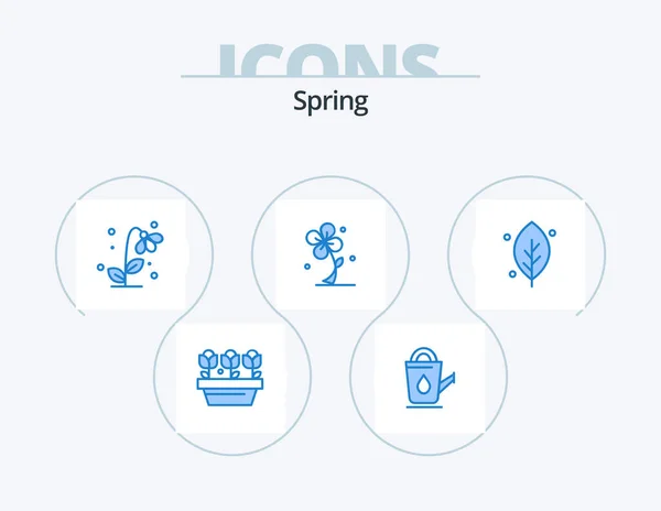 Spring Blue Icon Pack Icon Design Nature Flora Leaf Spring — Vetor de Stock