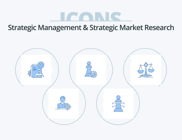 Strategic Management Strategic Market Research Blue Icon Pack Icon Design — Archivo Imágenes Vectoriales