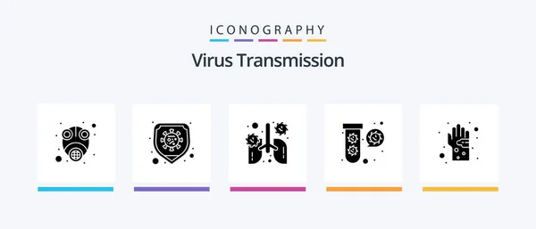 Virus Transmission Glyph Icon Pack Including Dirty Tubes Anatomy Fuild — Vector de stock