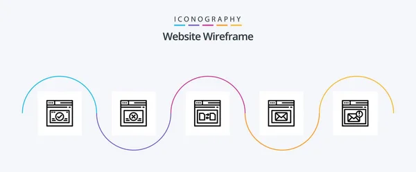 Website Wireframe Line Icon Pack Including Page Inbox Share Browser — Archivo Imágenes Vectoriales