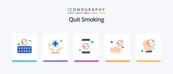 Quit Smoking Flat Icon Pack Including Cross Cigarette Pharmacy Forbidden — Stockvector