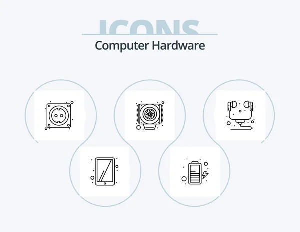 Computer Hardware Line Icon Pack Icon Design Computer Cable Electronic — Stockvector