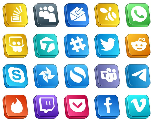 Isometric 3D Social Media Icon Set 20 icons such as simple. chat. slideshare. skype and tweet icons. Elegant and high-resolution
