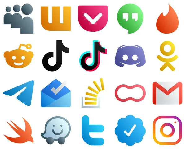 Professional Gradient Social Media Icons Messenger Odnoklassniki Video Message Icons — Stockvector