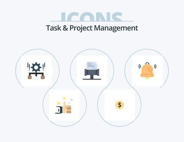 Task Project Management Flat Icon Pack Icon Design Communication Management — Stock Vector