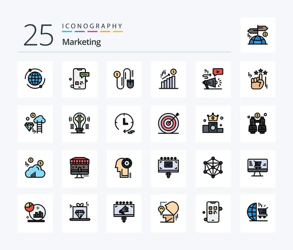 Marketing Line Filled Icon Pack Including Marketing Advertising Mouse Dollar — Wektor stockowy
