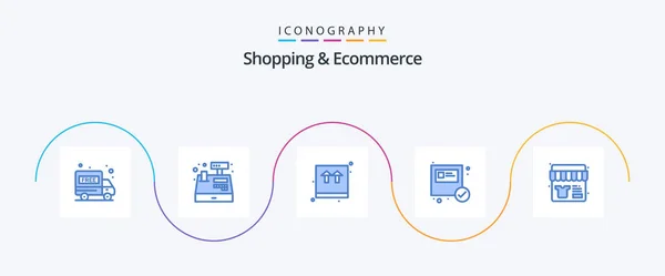 Shopping Ecommerce Blue Icon Pack Including Ecommerce Store Shop — Image vectorielle