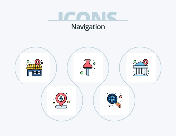 Navigation Line Filled Icon Pack Icon Design Online Location Location — Stockvektor